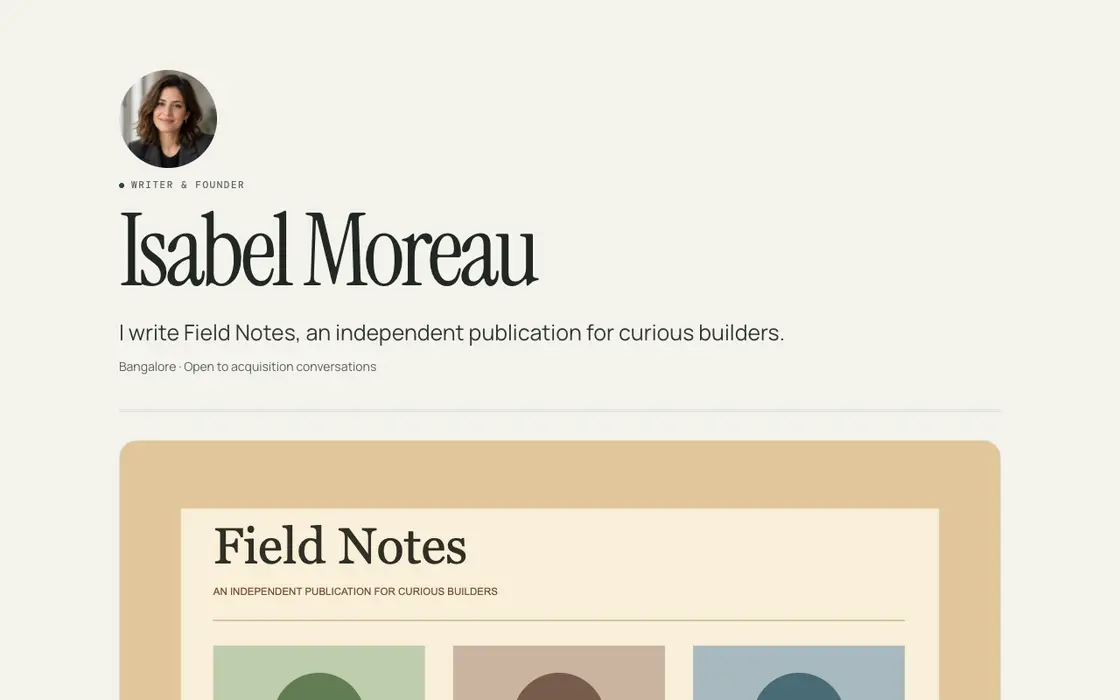 A customizable featurd page in the folio style