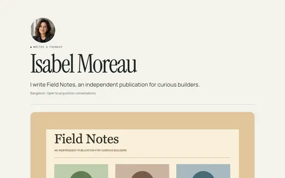 A featurd page in the Folio look