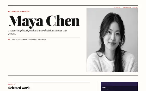 A featurd page in the Magazine look