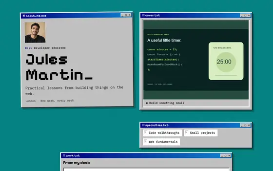 A featurd page in the Retro OS look